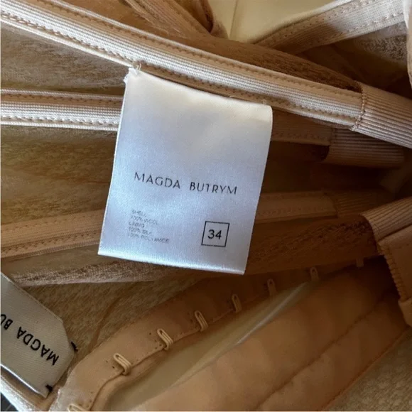 Magda Butrym Floral Appliqué Wool Bustier Bridal Mini Dress Cream - Picture 10 of 10